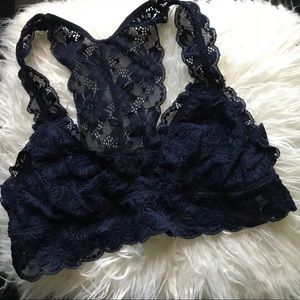 Navy blue lace bralette